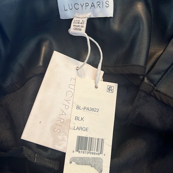 Lucy Paris Faux Leather Paperbag High Waist Ankle Pants Black NEW Large - Picture 9 of 9